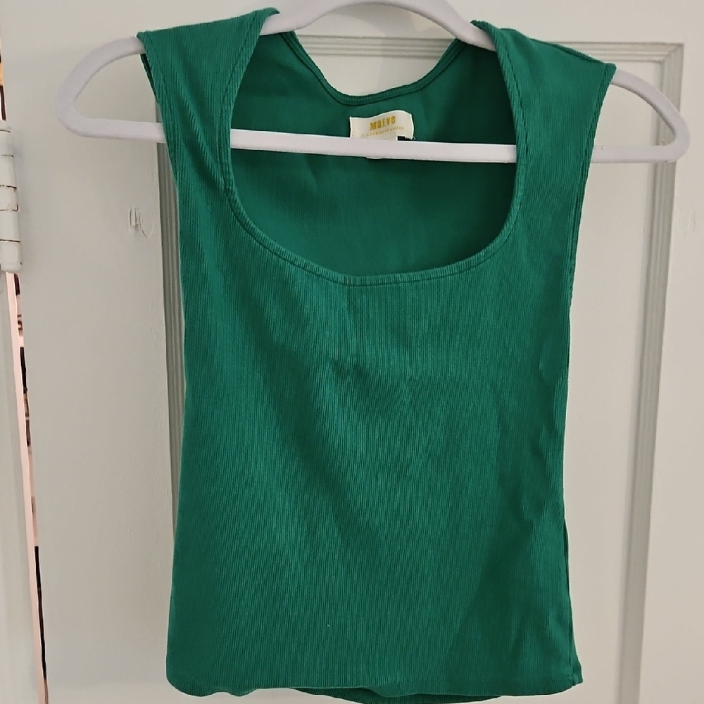 Anthropologie Green Fitted Sleeveless Tank Top